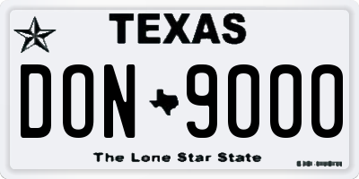 TX license plate DON9000
