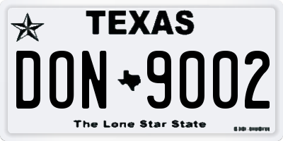 TX license plate DON9002