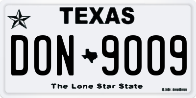 TX license plate DON9009