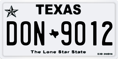 TX license plate DON9012