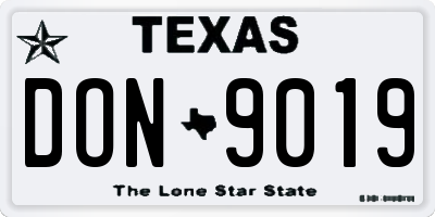 TX license plate DON9019