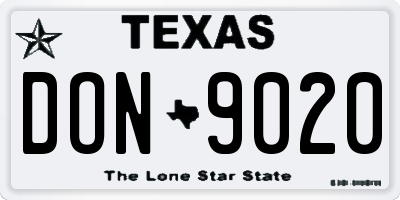 TX license plate DON9020