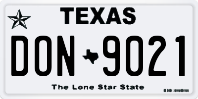 TX license plate DON9021