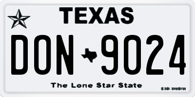 TX license plate DON9024