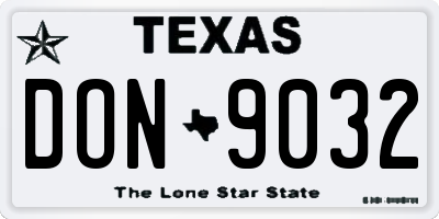 TX license plate DON9032