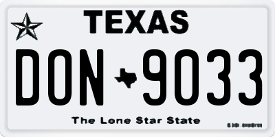 TX license plate DON9033
