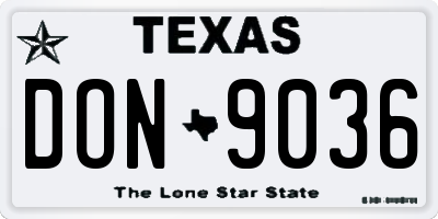TX license plate DON9036