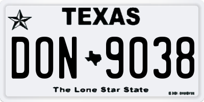 TX license plate DON9038