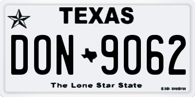TX license plate DON9062