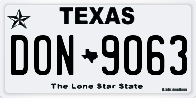 TX license plate DON9063
