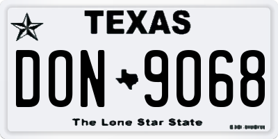 TX license plate DON9068