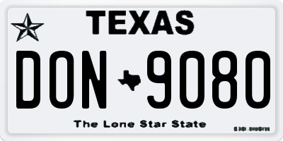 TX license plate DON9080