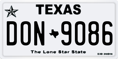 TX license plate DON9086