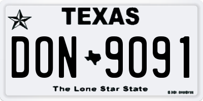 TX license plate DON9091