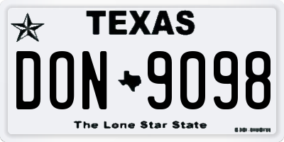 TX license plate DON9098
