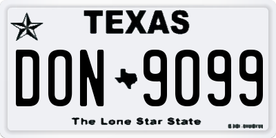 TX license plate DON9099