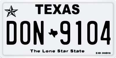 TX license plate DON9104