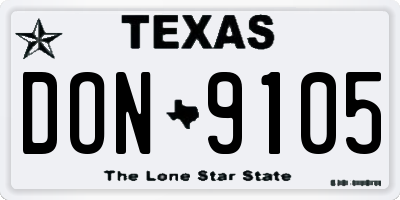 TX license plate DON9105