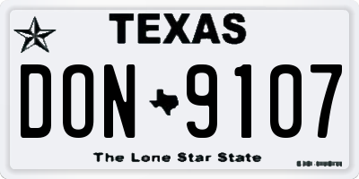 TX license plate DON9107