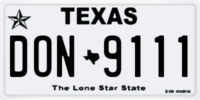 TX license plate DON9111
