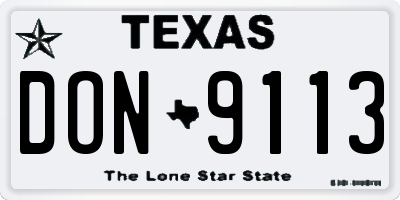 TX license plate DON9113