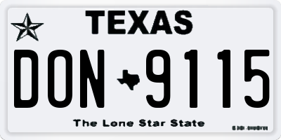 TX license plate DON9115