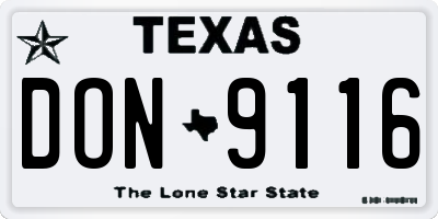 TX license plate DON9116
