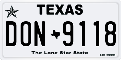 TX license plate DON9118