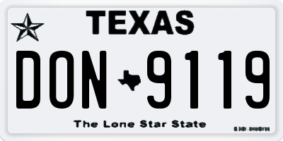 TX license plate DON9119