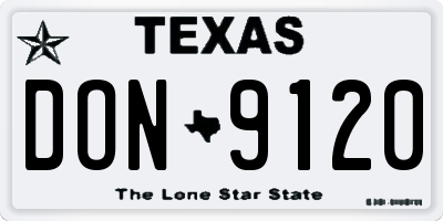 TX license plate DON9120
