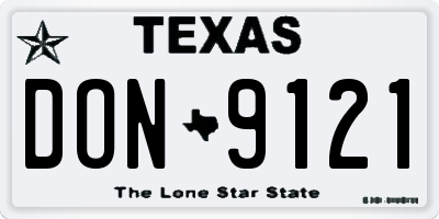 TX license plate DON9121