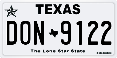 TX license plate DON9122