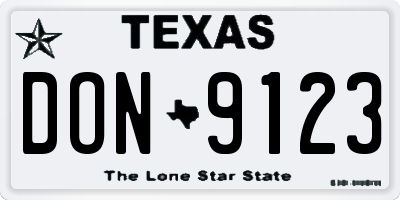 TX license plate DON9123