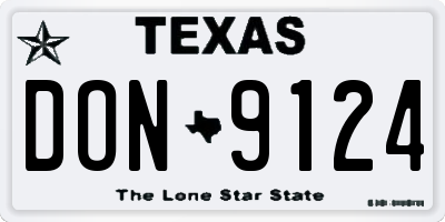 TX license plate DON9124