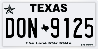 TX license plate DON9125