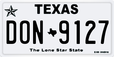 TX license plate DON9127