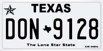 TX license plate DON9128