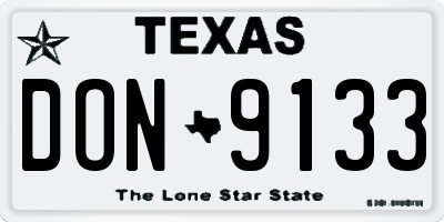 TX license plate DON9133