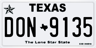 TX license plate DON9135
