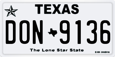 TX license plate DON9136