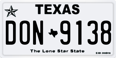 TX license plate DON9138