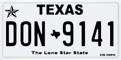 TX license plate DON9141