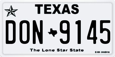 TX license plate DON9145