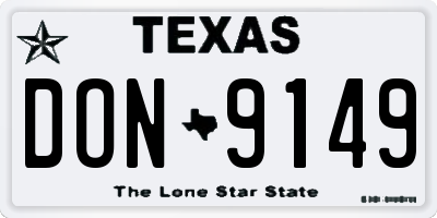 TX license plate DON9149