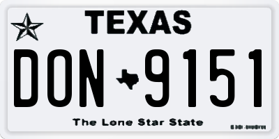 TX license plate DON9151