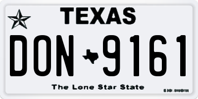 TX license plate DON9161