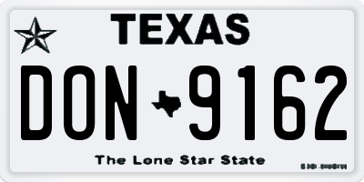 TX license plate DON9162