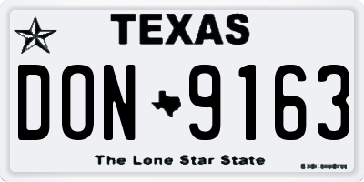 TX license plate DON9163