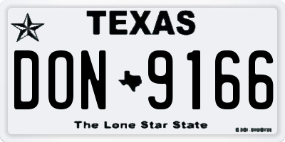 TX license plate DON9166