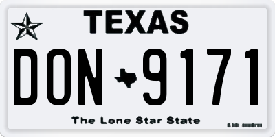 TX license plate DON9171